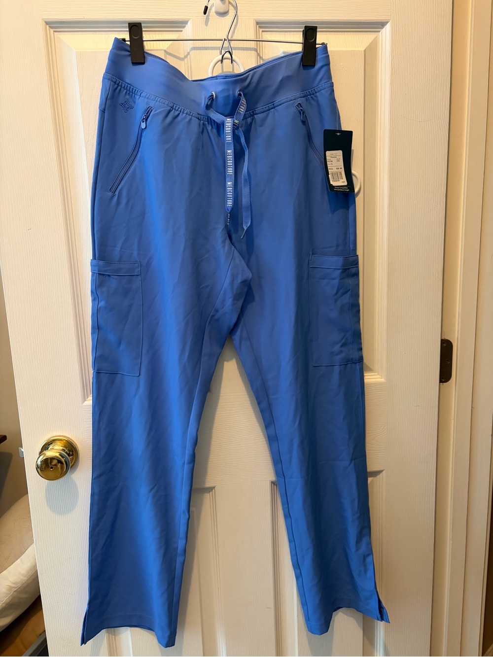 Women’s Blue Utility Scrub Pants with Drawstring Waist